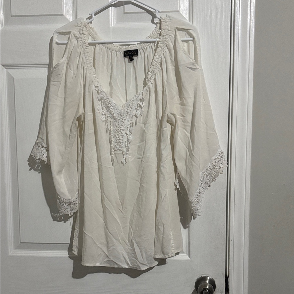 Ella Moss Ivory Crochet-Trim Peasant Tunic
